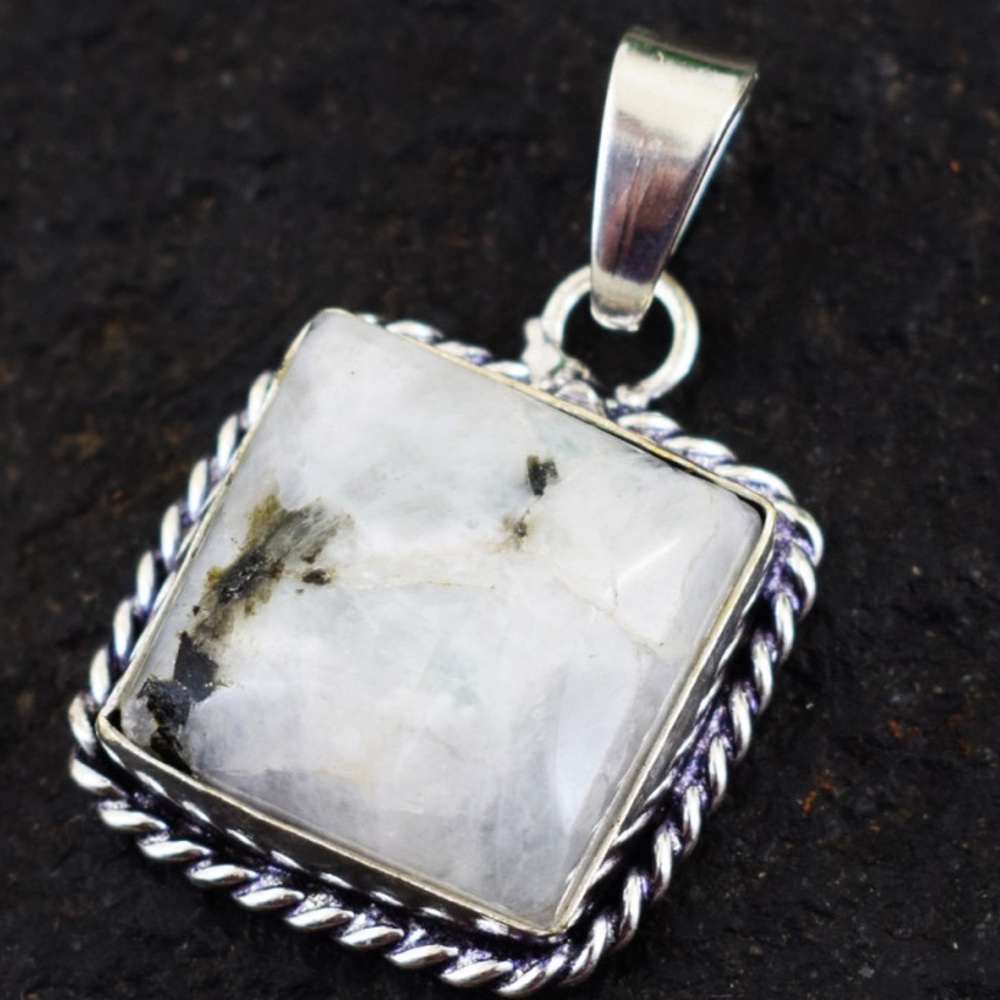 Moonstone Tibet Silver (Silver Plated) Pendant